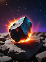 Wall Mural - photo of space abstract background, burning comet, flash, laser through the stone, bright colors