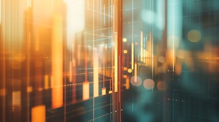 Aufkleber - Financial abstract background with city skyscapers and financial charts : Generative AI