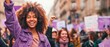group of diverse woman at  international women's day march. feminist movement, March 8 for feminism, independence, freedom, empowerment, and activism for women
