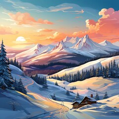 Wall Mural - winter mountain landscape