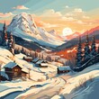 village in the mountains Illustration