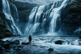 Famous Skogafoss waterfall in Iceland,  Toned