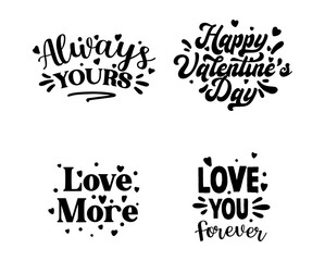 Wall Mural - Set of lettering for Valentine's Day celebration vector