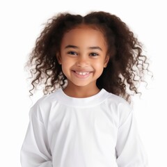 Wall Mural - A young, radiant Beautiful Black woman adorns herself in relax pajamas, smiling peacefully against a simple background. Generative AI.