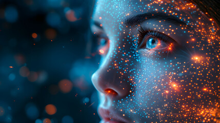 Woman in Technology and AI Revolutionizing Digital Innovation Worldwide. Female Engineer Navigating the artificial intelligence Landscape of Explore the Future, Tomorrow, and Futuristic Concepts.