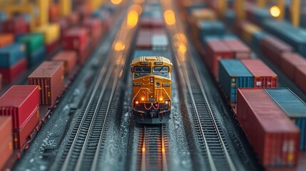 Poster - An integrated smart technology concept supported by global logistics, a container ship for freight, an internet of things concept of fast or instant shipping, an online marketplace for worldwide