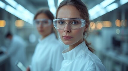 Aufkleber - Two industrial engineers use tablets to visualize big data and optimize the high-tech electronic manufacturing facility for Industry 4.0.