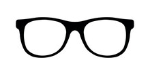 Glasses Simple Black Silhouette, Optics Symbol, Vector Design Element