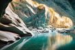 Futuristische Eishöhle blau türkises Eis