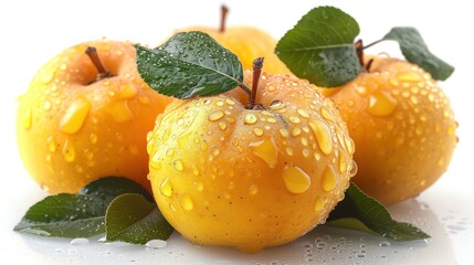 Wall Mural - ripe quince on a white background