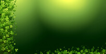 Fond Vert Avec Le Trèfle Irlandais En Bordure, Pour La Saint Patrick Ou Patrice, Fête Nationale Irlandaise Le 17 Mars