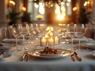 Wall Mural - festive table setting with dishes