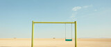 Fototapeta Dziecięca - Solitary Swing Set in the Desert under a Vast Sky.