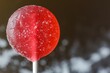 macro of a lollipop with sugar crystals visible on its surface