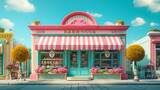 Fototapeta Przestrzenne - A charming candy store with a colorful awning.