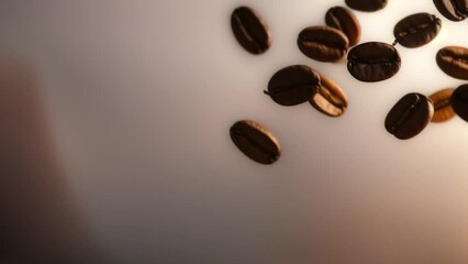 Wall Mural - Coffee beans flying animation background, Generative AI