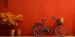 Bicycle next to a red wall, red tone