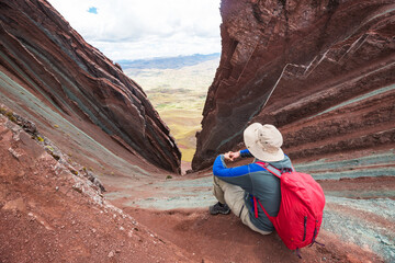 Wall Mural - Hiker in Pallay Poncho