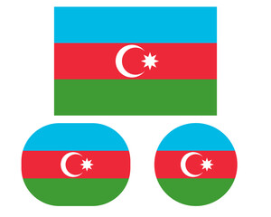 Flag in a rectangular square and circle, isolated png background. Flag of Azerbaijan