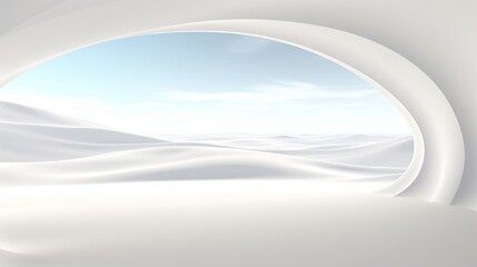 Wall Mural - Abstract white futuristic background with fractal horizon
