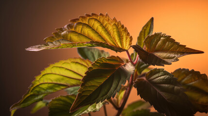 Wall Mural - Tulsi plants in an herbal garden from unique perspectives