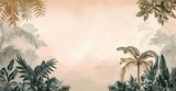 Fototapeta Pokój dzieciecy - wallpaper jungle and leaves tropical forest - drawing vintage