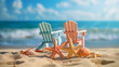 © emotionpicture - abstract blue sea, caribbean chairs, white sand and shells, sun, very beautiful nature - travel concept