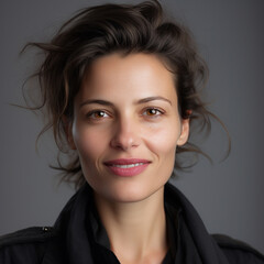 Portrait Happy Smile Woman under photo studio light