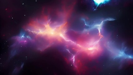 Wall Mural - Vibrant cosmic energy surge with dynamic interplay of electric blues purples and fiery reds. Magnetic storm in outer space. Concepts of cosmos, energy, abstract, fantasy and dynamic flow