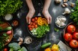 Person Is Preparing Healthy Meal With Fresh Vegetables And Lean Protein