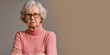Portrait frowning elderly woman on coloured background old woman upset, sad