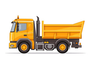 Wall Mural - Yellow dump truck isolated on white background.