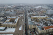 Aerial winter view of farmers protest in Vilnius, Lithuania
