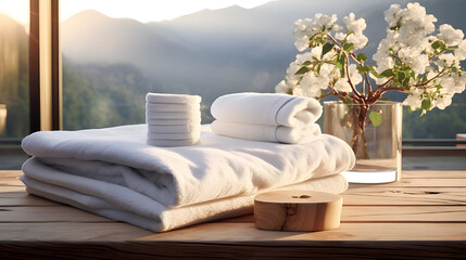 white cotton towels on table