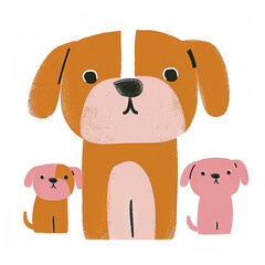 Canvas Print - small clipart set of 4 simple abstract happy baby pups, in the style of nursery art