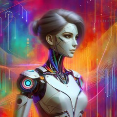 Wall Mural - AI female assistant background.