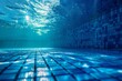 Underwater bright blue swimming pool wall