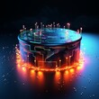© sergo321 - Futuristic quantum supercomputer with glowing core, surrounded by awe-inspiring darkness