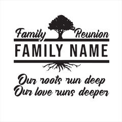 Wall Mural - family reunion fanily name our roots run deep our love runs deeper logo inspirational positive quotes, motivational, typography, lettering design