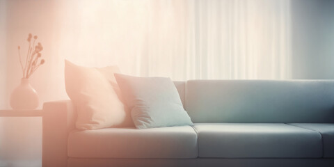 Wall Mural - Abstract blur living room area interior for background