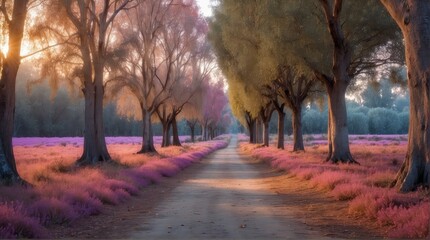 Wall Mural - treelined pathway, eucalyptus grove, wedding backdrop, maternity backdrop, photography backdrop, pathway