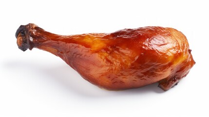 Wall Mural - Close-up realistic photo featuring a juicy duck leg quarter against a white background Generative AI