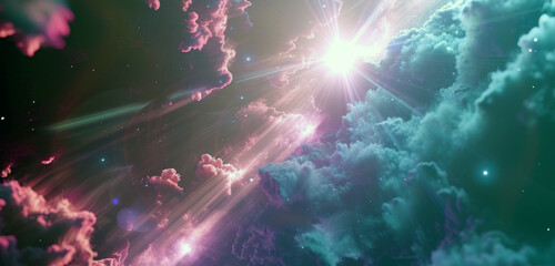 Wall Mural - space digital light tunnel background. background with stripes and dots of motion and energy