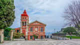 Fototapeta Uliczki - Greek Orthodox Church Panagia Mandrakina,Corfu,Greece.