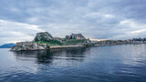 Fototapeta Uliczki - Panoramic view from the sea to the old fortress of Corfu, Greece.