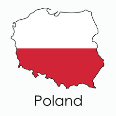 Wall Mural - Outline drawing of Poland flag map.