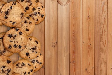 Canvas Print - Chocolate chip tasty sweet cookies on desk