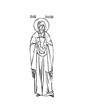Saint Theodora (name english). Coloring page in Byzantine style on white background