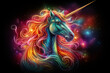 Magical illustration of a unicorn on a black background.