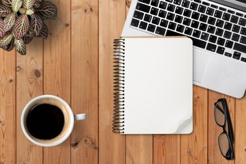 Sticker - Note book and laptop on office desk